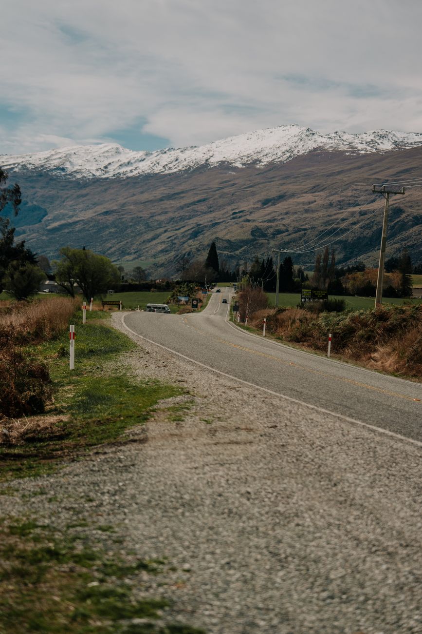 South Island Southern Alps scenic road winding through mountains