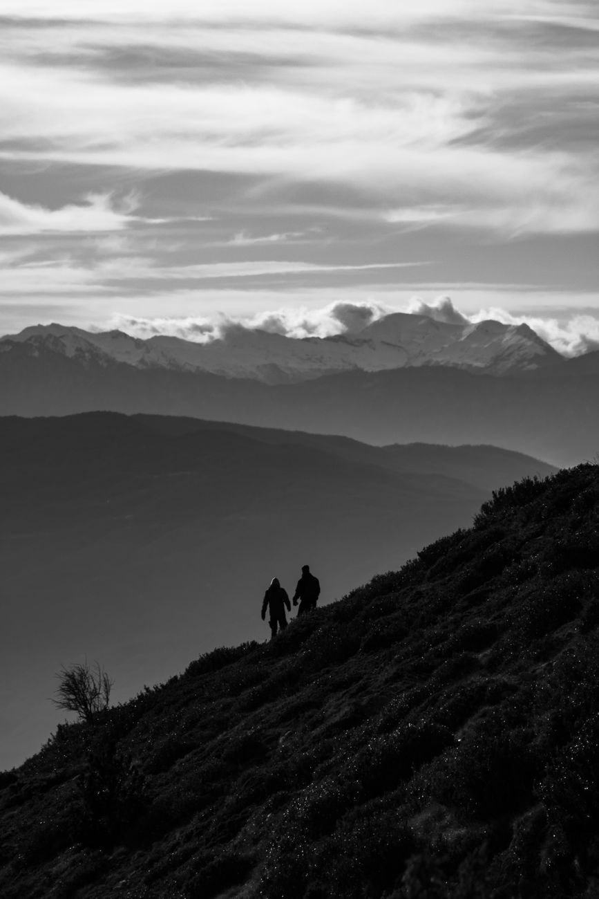 Hiker on mountain ridge of the Kepler or Routeburn Great Walk